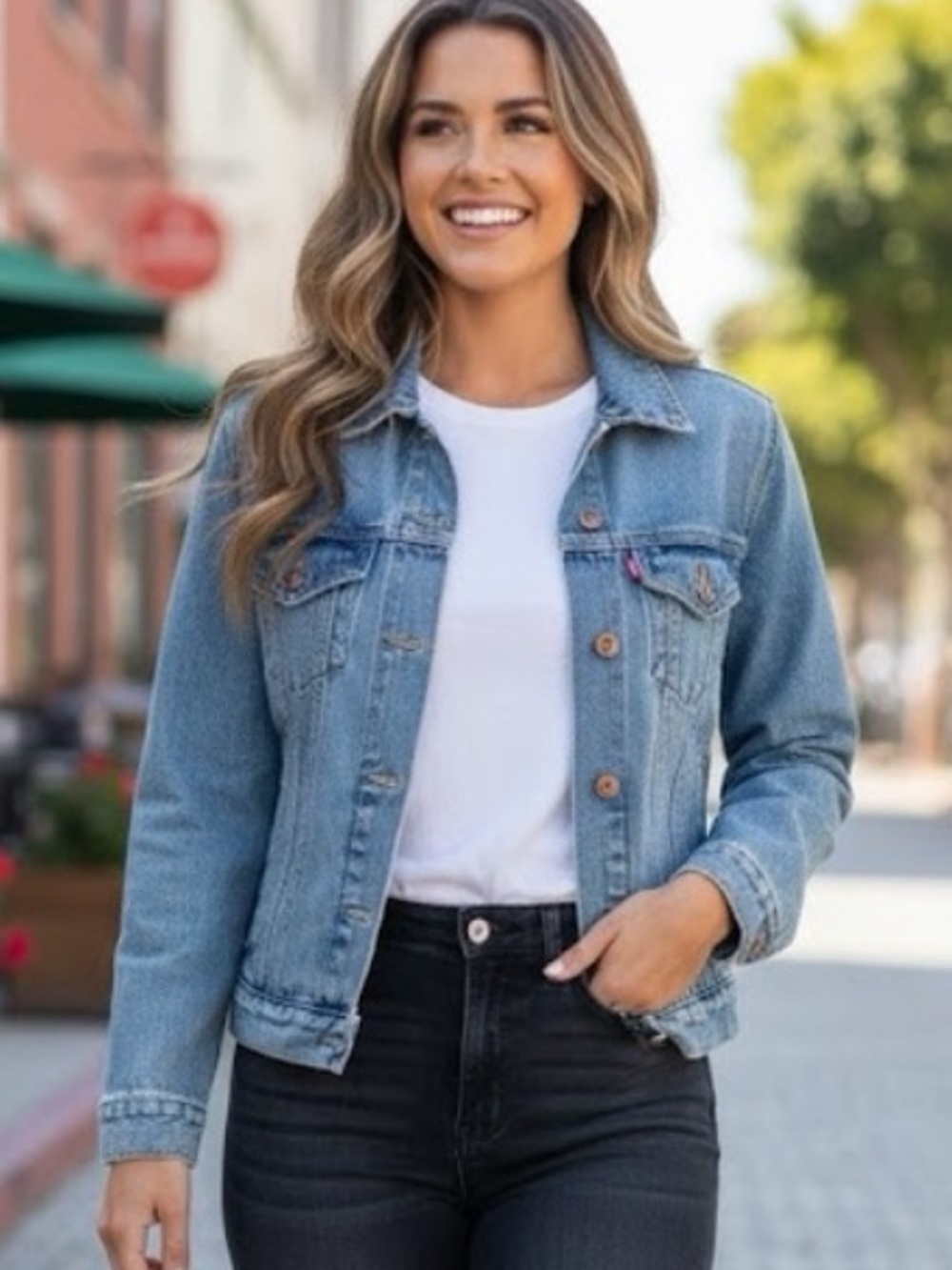 Levi's Jeans Jacket & Coat women’s denim size X-Small tucker blue cuff WPL 423